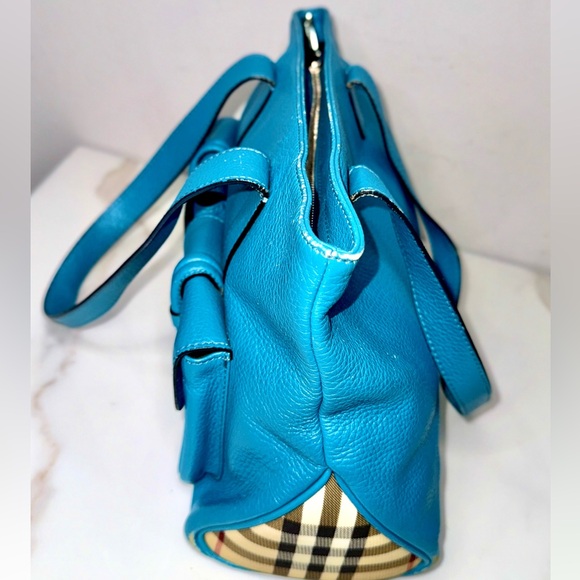 Auth RARE BURBERRY Blue Leather bag - Picture 5 of 13